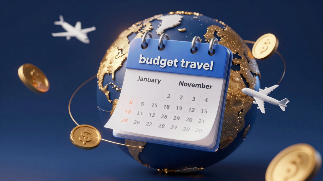 Conceptual 3D render of a calendar and globe symbolizing travel savings