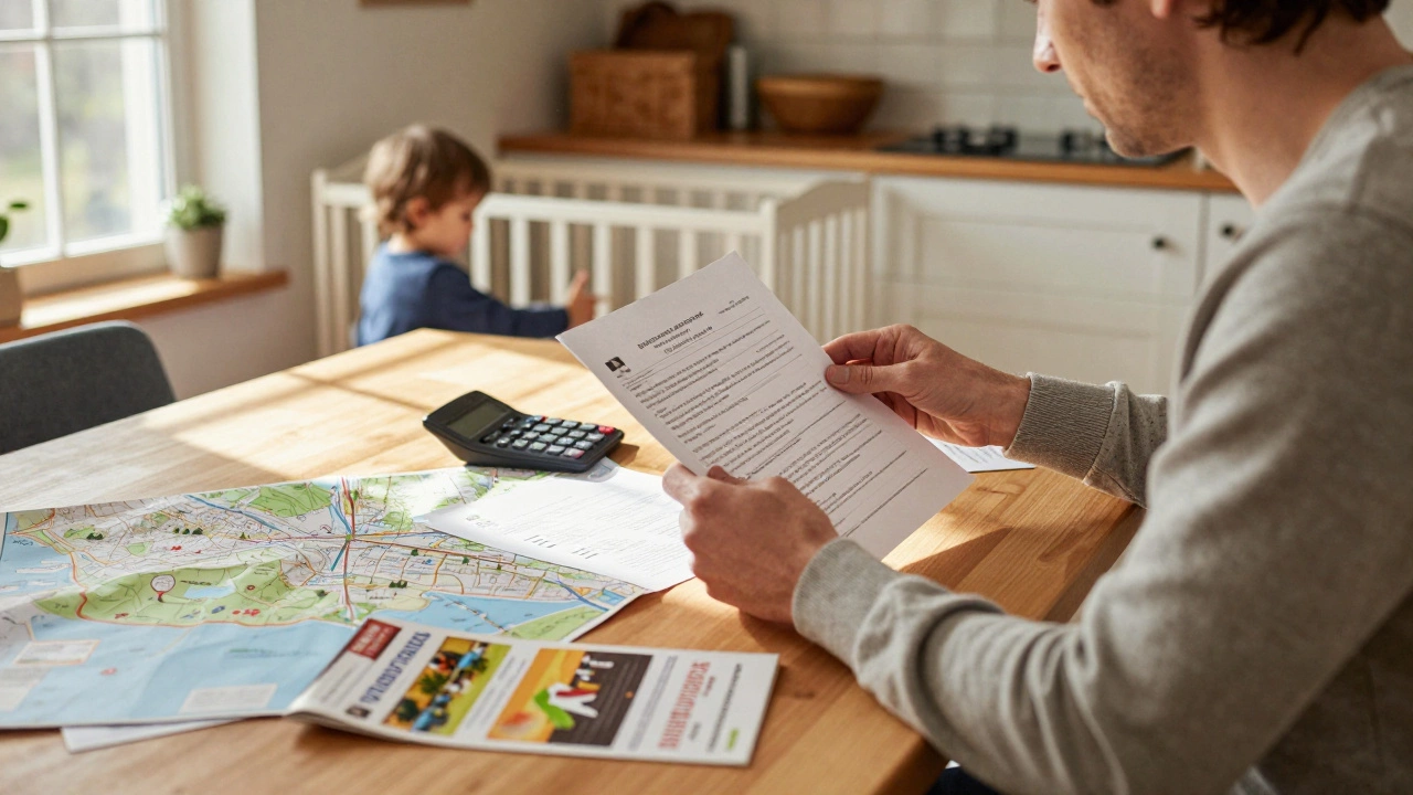Parent planning trip and calculating costs in holiday cottage