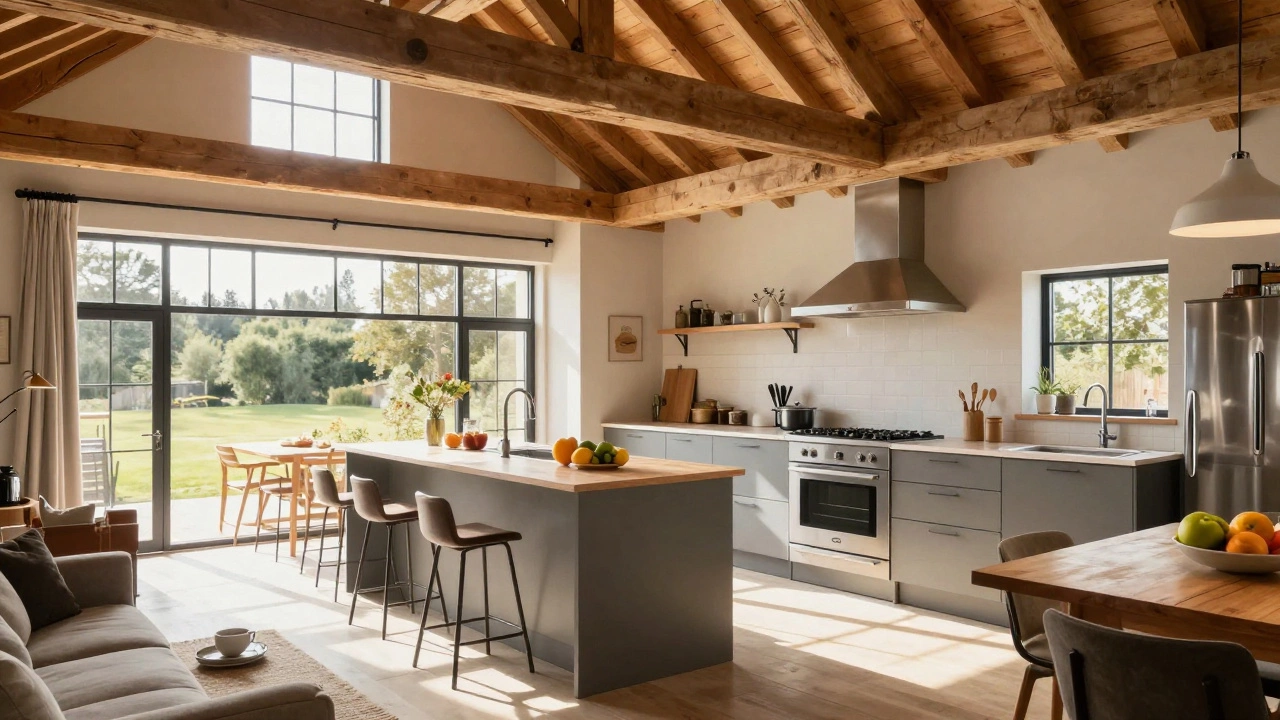 Spacious self-catering kitchen in converted barn