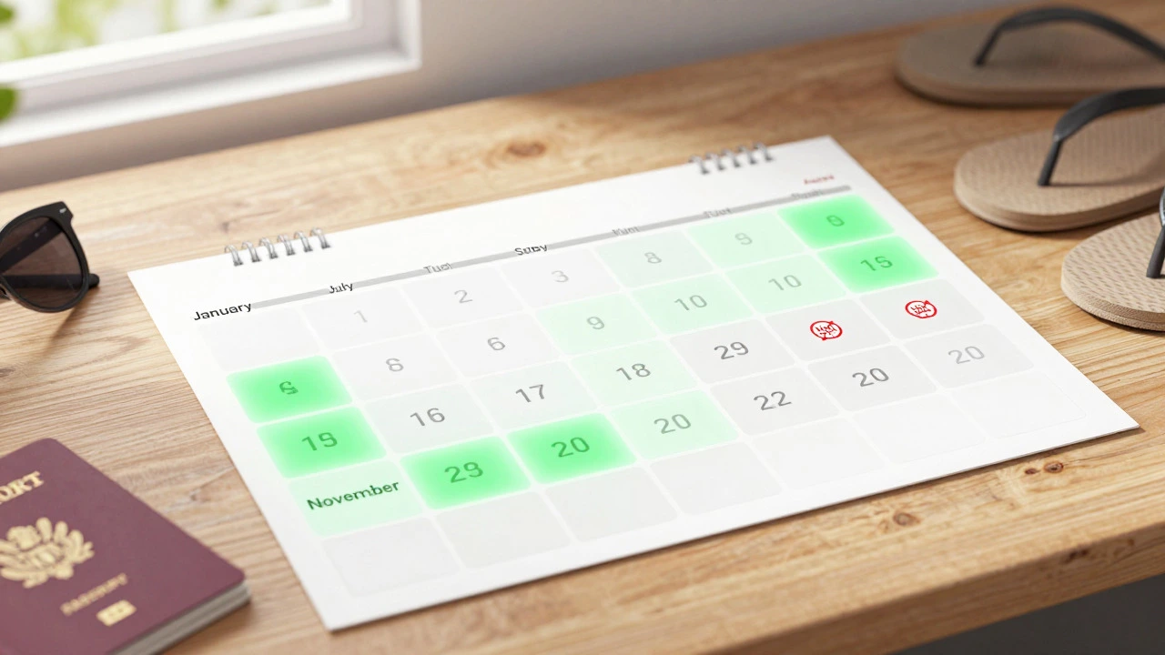 Calendar highlighting cheap travel months like Jan and Sept