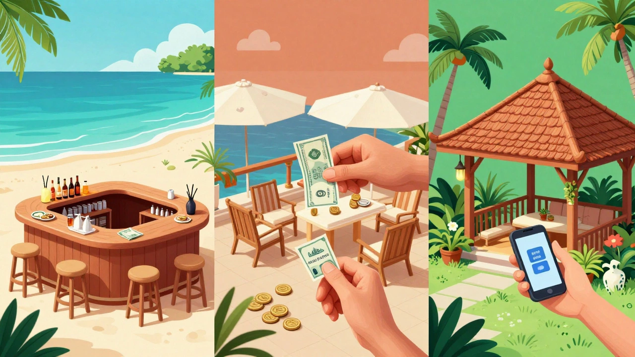 Conceptual art showing global resort tipping cultures