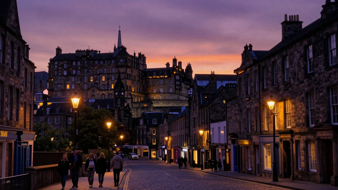 Edinburgh Castle overlooking the Royal Mile at dusk