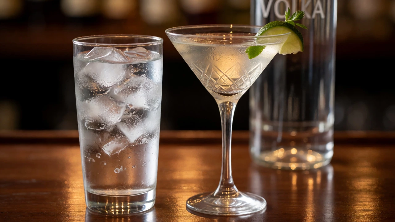 Comparison of well vs premium cocktails on bar